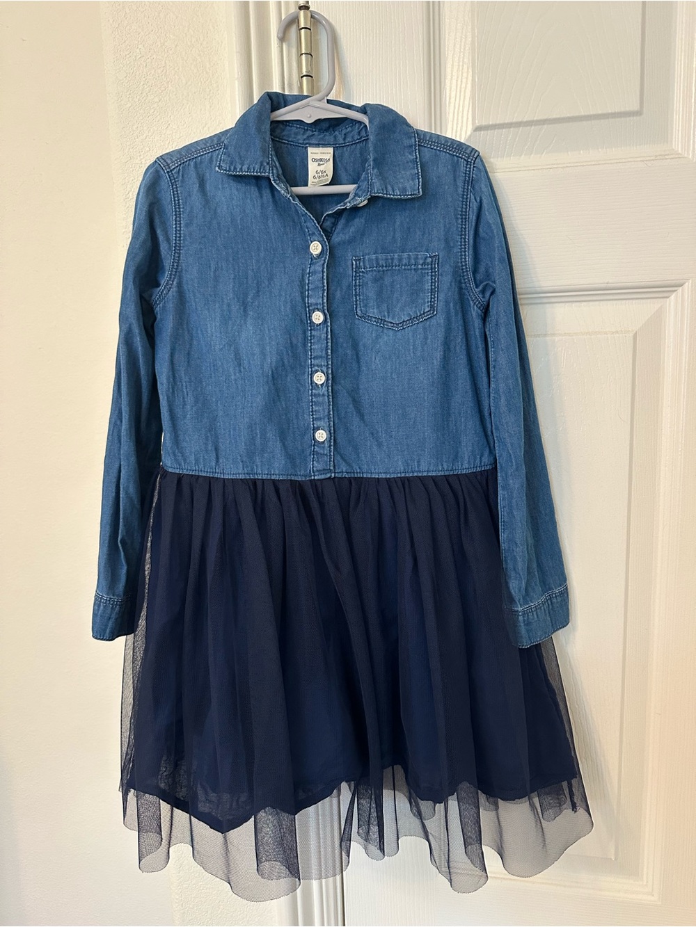 OshKosh B'gosh Denim Button-Up Top with Navy Tulle Skirt